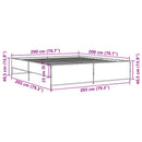 vidaXL fekete szerelt fa és fém ágykeret 200 x 200 cm