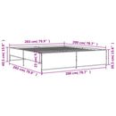 vidaXL sonoma tölgyszínű szerelt fa és fém ágykeret 200 x 200 cm