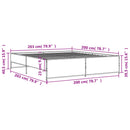 vidaXL füstös tölgy színű szerelt fa és fém ágykeret 200 x 200 cm