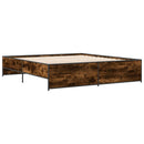 vidaXL füstös tölgy színű szerelt fa és fém ágykeret 180 x 200 cm
