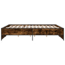 vidaXL füstös tölgy színű szerelt fa és fém ágykeret 180 x 200 cm