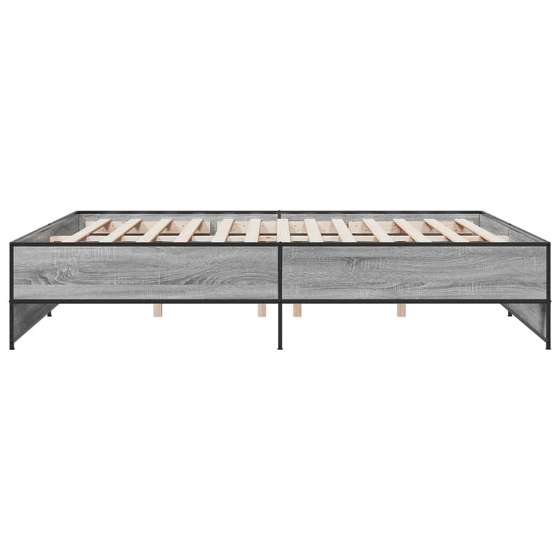 vidaXL szürke sonoma szerelt fa és fém ágykeret 180 x 200 cm