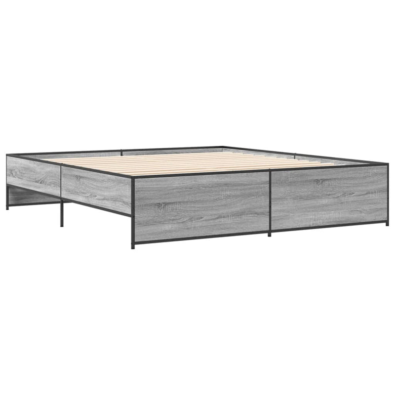 vidaXL szürke sonoma szerelt fa és fém ágykeret 180 x 200 cm