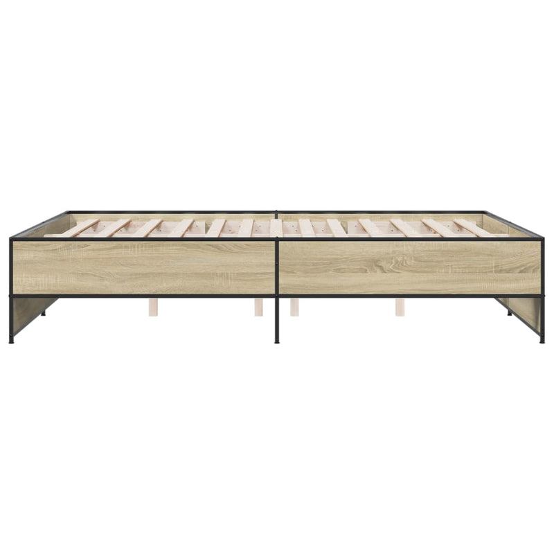 vidaXL sonoma tölgyszínű szerelt fa és fém ágykeret 160 x 200 cm