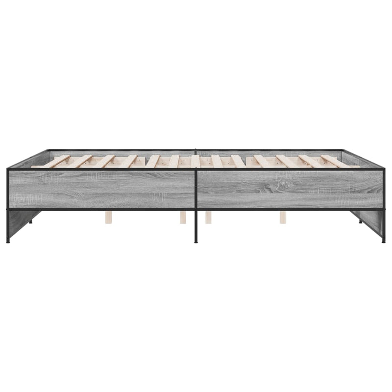 vidaXL szürke sonoma szerelt fa és fém ágykeret 160 x 200 cm