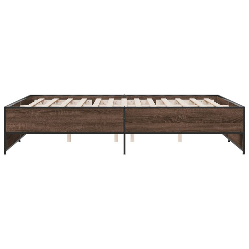 vidaXL barna tölgyszínű szerelt fa és fém ágykeret 160 x 200 cm