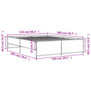 vidaXL fekete szerelt fa és fém ágykeret 150 x 200 cm