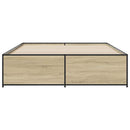 vidaXL sonoma tölgyszínű szerelt fa és fém ágykeret 150 x 200 cm