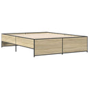 vidaXL sonoma tölgyszínű szerelt fa és fém ágykeret 150 x 200 cm