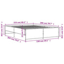 vidaXL füstös tölgy színű szerelt fa és fém ágykeret 150 x 200 cm