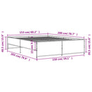 vidaXL szürke sonoma szerelt fa és fém ágykeret 150 x 200 cm