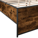 vidaXL füstös tölgy színű szerelt fa és fém ágykeret 120 x 200 cm