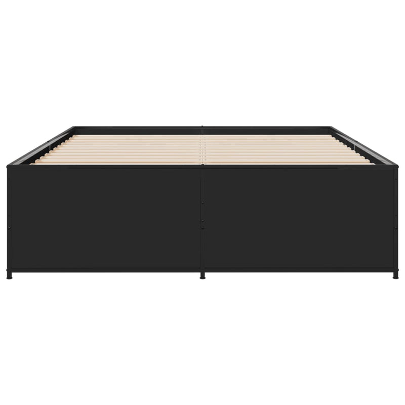 vidaXL fekete szerelt fa és fém ágykeret 140x190 cm