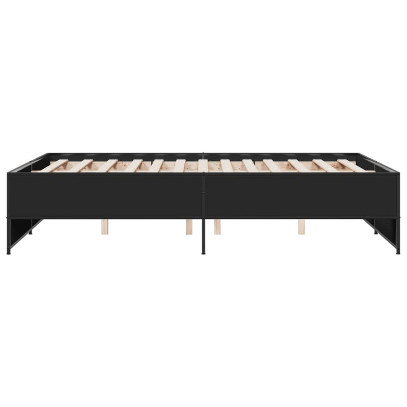 vidaXL fekete szerelt fa és fém ágykeret 140x190 cm