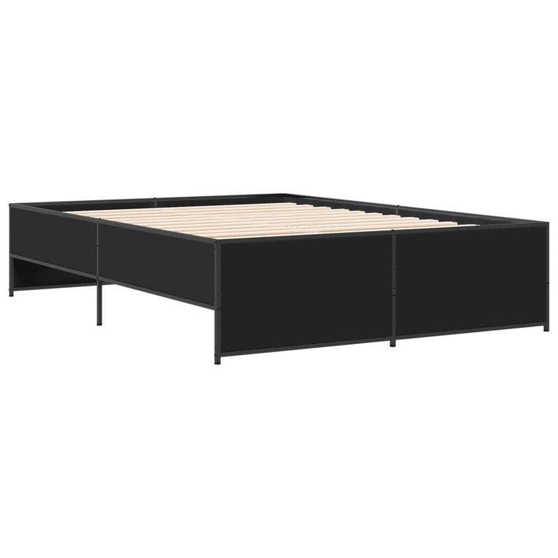 vidaXL fekete szerelt fa és fém ágykeret 135 x 190 cm
