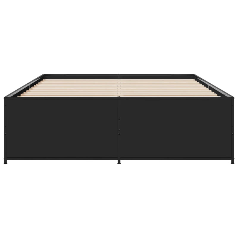 vidaXL fekete szerelt fa és fém ágykeret 135 x 190 cm