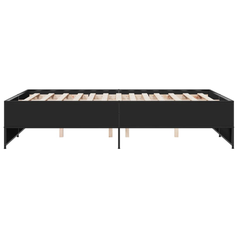 vidaXL fekete szerelt fa és fém ágykeret 135 x 190 cm
