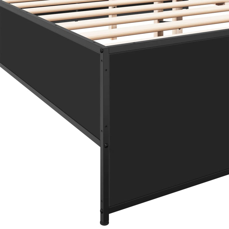 vidaXL fekete szerelt fa és fém ágykeret 135 x 190 cm