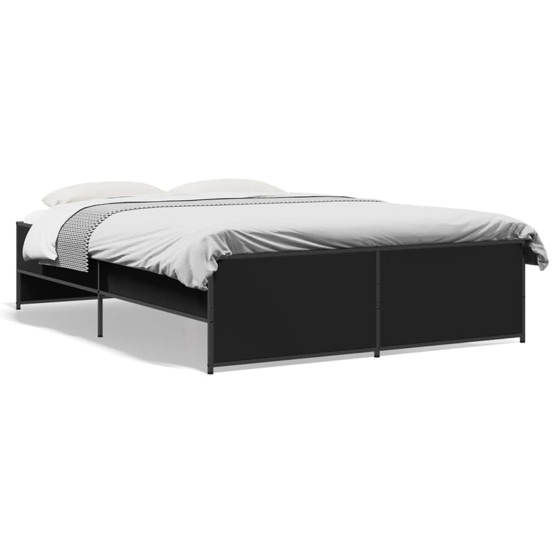 vidaXL fekete szerelt fa és fém ágykeret 135 x 190 cm
