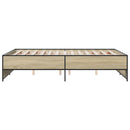 vidaXL sonoma tölgyszínű szerelt fa és fém ágykeret 135 x 190 cm