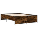 vidaXL füstös tölgy színű szerelt fa és fém ágykeret 135 x 190 cm