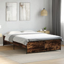 vidaXL füstös tölgy színű szerelt fa és fém ágykeret 135 x 190 cm