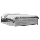 vidaXL szürke sonoma szerelt fa és fém ágykeret 135 x 190 cm