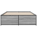 vidaXL szürke sonoma szerelt fa és fém ágykeret 135 x 190 cm