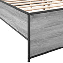 vidaXL szürke sonoma szerelt fa és fém ágykeret 135 x 190 cm