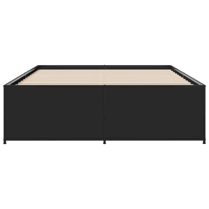 vidaXL fekete szerelt fa és fém ágykeret 120 x 190 cm