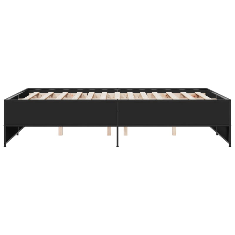 vidaXL fekete szerelt fa és fém ágykeret 120 x 190 cm