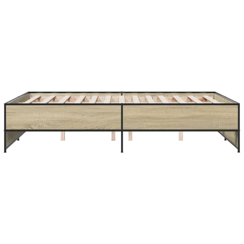 vidaXL sonoma tölgyszínű szerelt fa és fém ágykeret 120 x 190 cm