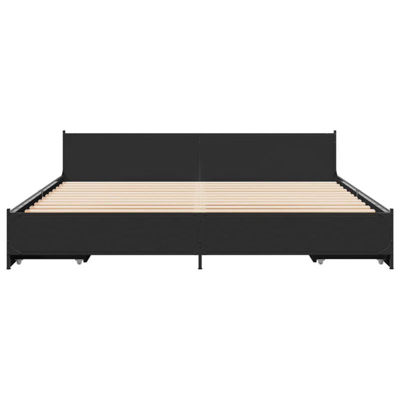vidaXL fekete szerelt fa ágykeret 200 x 200 cm