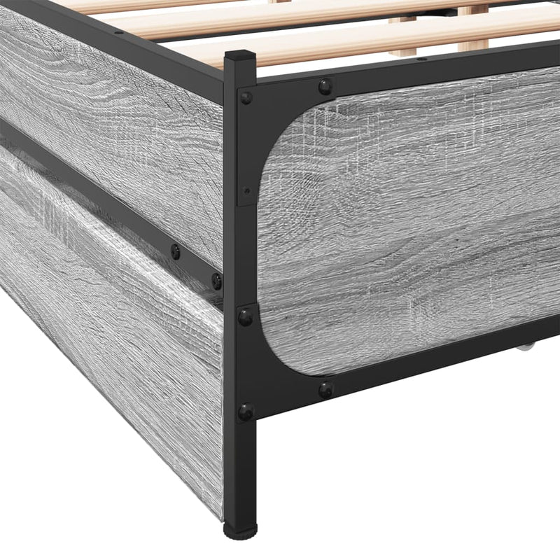 vidaXL sonoma tölgyszínű szerelt fa ágykeret fiókokkal 200 x 200 cm