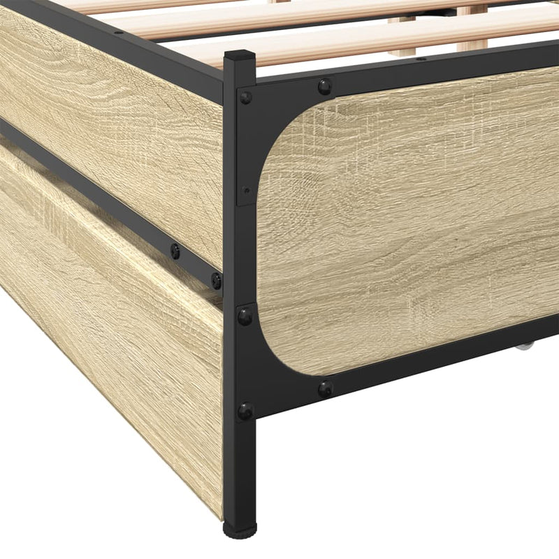 vidaXL sonoma tölgy színű szerelt fa ágykeret fiókokkal 120 x 200 cm