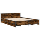 vidaXL füstös tölgy színű szerelt fa ágykeret fiókokkal 135 x 190 cm