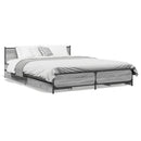 vidaXL szürke sonoma színű szerelt fa ágykeret fiókokkal 135 x 190 cm