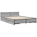 vidaXL szürke sonoma színű szerelt fa ágykeret fiókokkal 135 x 190 cm