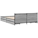 vidaXL szürke sonoma színű szerelt fa ágykeret fiókokkal 135 x 190 cm
