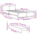 vidaXL fekete szerelt fa ágykeret 90 x 200 cm