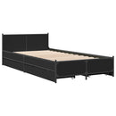 vidaXL fekete szerelt fa ágykeret fiókokkal 75x190 cm