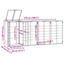 vidaXL antracit acél tároló 4 szemeteskukához 276 x 79 x 117 cm