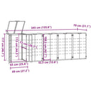 vidaXL antracit acél kerekes tároló 5 szemeteskukához 345x79x117 cm