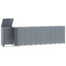 vidaXL szürke acél kerekes tároló 6 szemeteskukához 414 x 79 x 117 cm