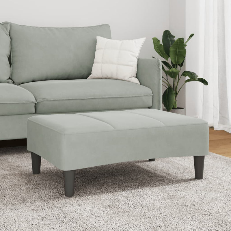 vidaXL világosszürke bársony lábzsámoly 77x55x31 cm