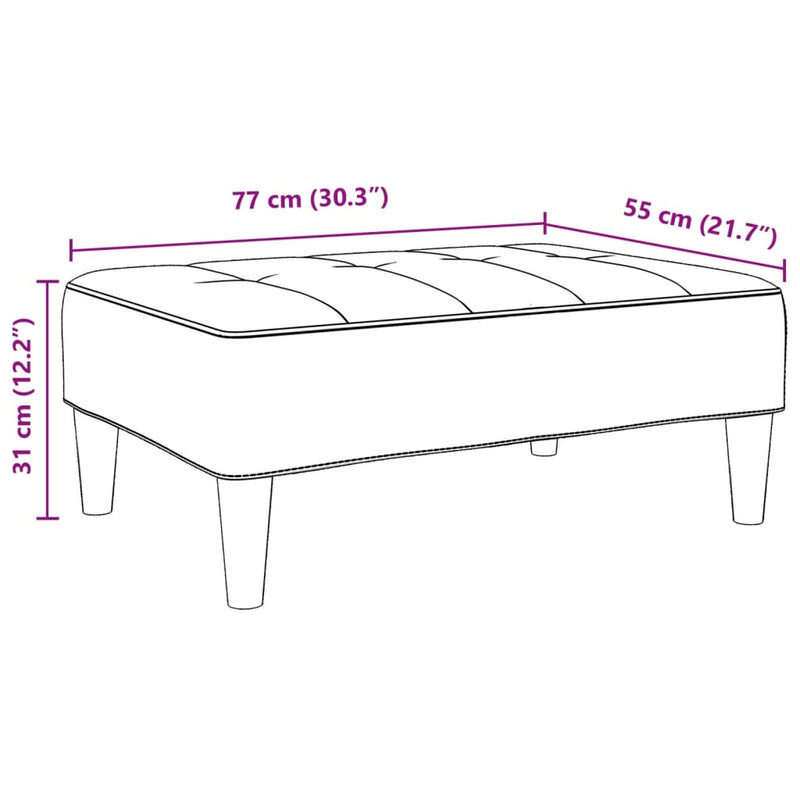 vidaXL sötétszüke bársony lábzsámoly 77x55x31 cm