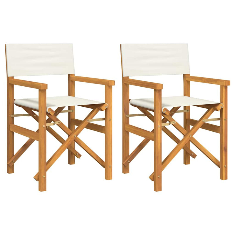 vidaXL 2 db krémszínű tömör tíkfa összecsukható rendezői szék