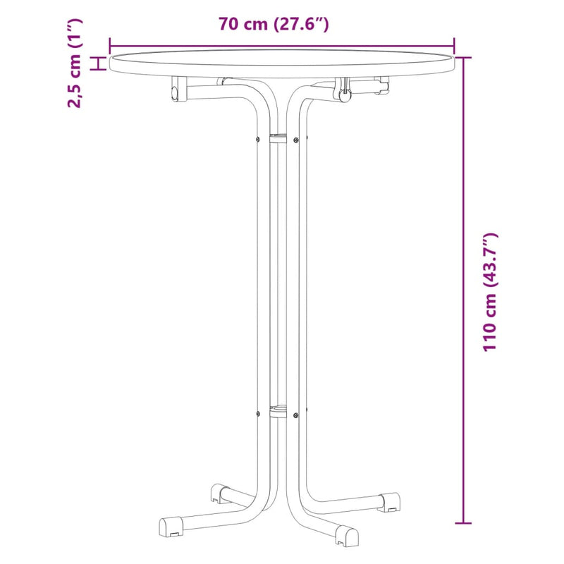 vidaXL fehér étkezőasztal szerelt fa és acél Ø70x110 cm