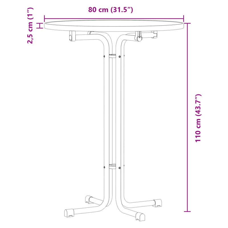 vidaXL fekete étkezőasztal szerelt fa és acél Ø80 x 110 cm