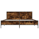 vidaXL füstös tölgy színű szerelt fa és fém ágykeret 120 x 200 cm